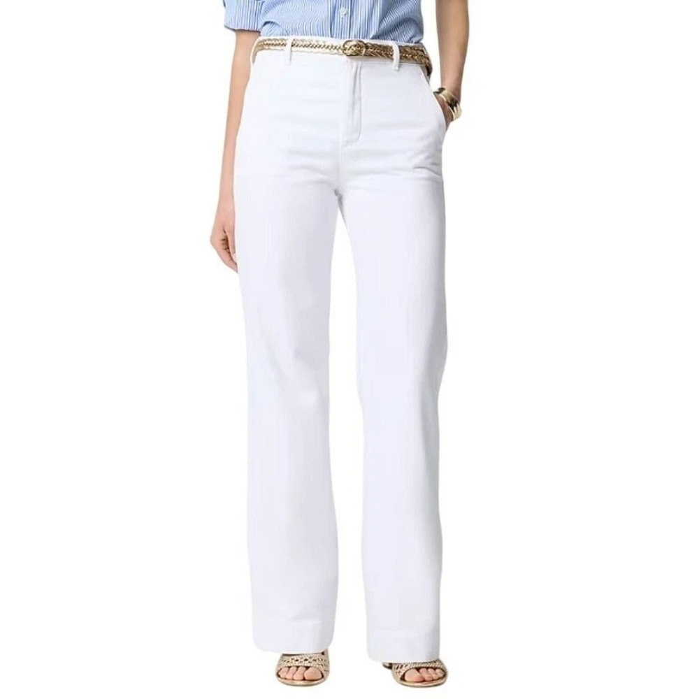 J.Crew Slim Wide Leg White Drapey Denim Trouser CI765 in White Size 28